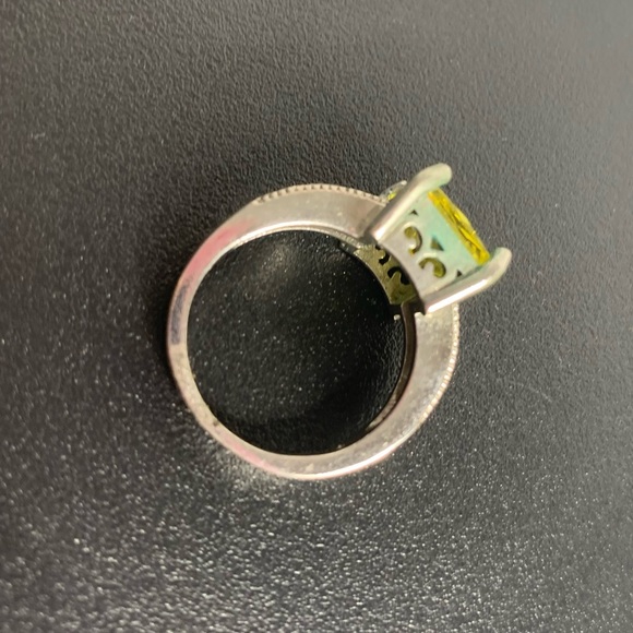 Women’s 925 Yellow Gemstone Ring, Big Huge Square Gem, Vintage Jewelry - Picture 6 of 12